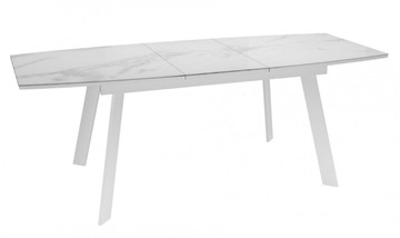 Кухонный стол раздвижной Dikline XLS160 мрамор белый глянец/ножки белые в Надыме - предосмотр 2