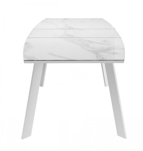 Кухонный стол раздвижной Dikline XLS160 мрамор белый глянец/ножки белые в Салехарде - предосмотр 3