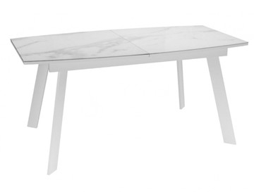 Кухонный стол раздвижной Dikline XLS160 мрамор белый глянец/ножки белые в Надыме