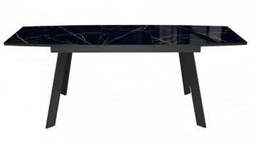 Кухонный раскладной стол Dikline XLS160 мрамор черный глянец/ножки черные в Салехарде - предосмотр 1