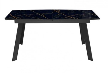 Кухонный раскладной стол Dikline XLS160 мрамор черный глянец/ножки черные в Тарко-Сале - предосмотр 2