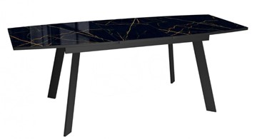 Кухонный раскладной стол Dikline XLS160 мрамор черный глянец/ножки черные в Салехарде - предосмотр 3
