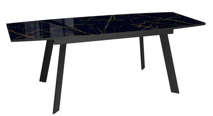 Кухонный раскладной стол Dikline XLS160 мрамор черный глянец/ножки черные в Салехарде - изображение 3