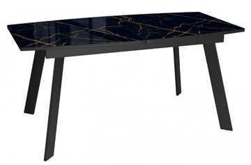 Кухонный раскладной стол Dikline XLS160 мрамор черный глянец/ножки черные в Салехарде