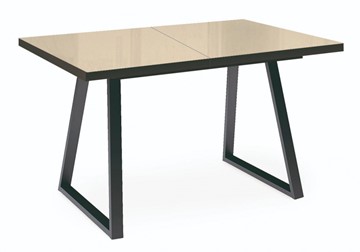 Кухонный стол раздвижной Dikline ZBS120 Стекло крем/ножки черные в Салехарде