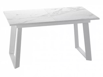 Кухонный раскладной стол Dikline ZLS140 Мрамор белый глянец/ножки белые в Тарко-Сале - предосмотр