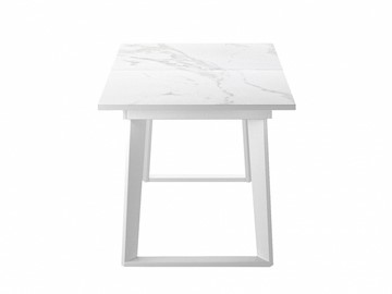 Кухонный раскладной стол Dikline ZLS140 Мрамор белый глянец/ножки белые в Салехарде - предосмотр 2