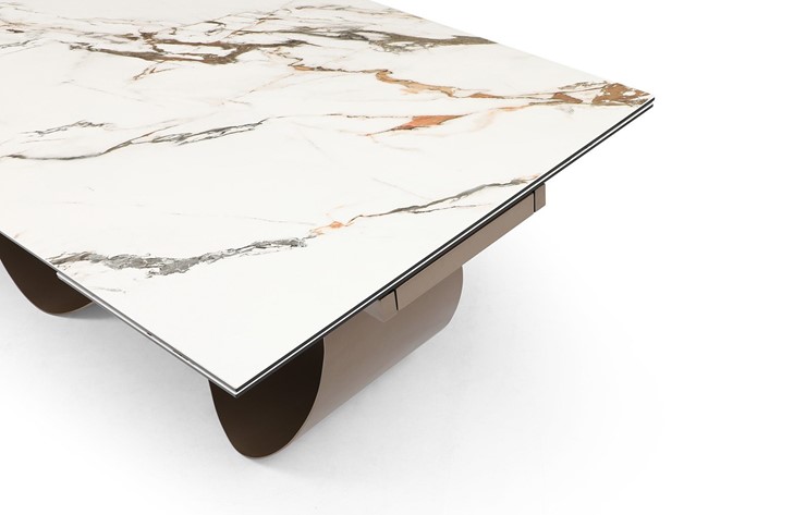 Кухонный стол раскладной DT9305CI (200-300) белый керамика KL-188/золотая пудра в Салехарде - изображение 8