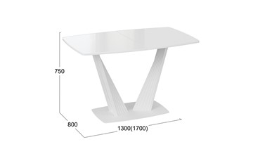 Кухонный стол раздвижной Фабио тип 1 (Белый матовый, Стекло глянцевое белое) в Салехарде - предосмотр 4