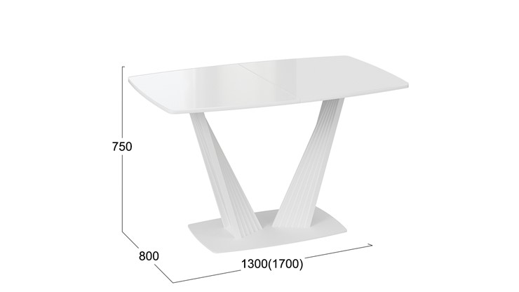 Кухонный стол раздвижной Фабио тип 1 (Белый матовый, Стекло глянцевое белое) в Салехарде - изображение 4