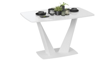 Кухонный стол раздвижной Фабио тип 1 (Белый матовый, Стекло глянцевое белое) в Губкинском