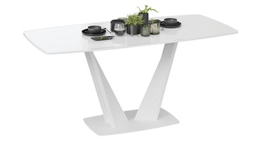 Кухонный стол раздвижной Фабио тип 1 (Белый матовый, Стекло глянцевое белое) в Салехарде - предосмотр 1