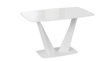 Кухонный стол раздвижной Фабио тип 1 (Белый матовый, Стекло глянцевое белое) в Салехарде - предосмотр 2
