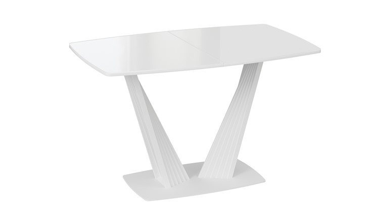 Кухонный стол раздвижной Фабио тип 1 (Белый матовый, Стекло глянцевое белое) в Салехарде - изображение 2