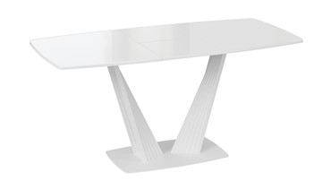 Кухонный стол раздвижной Фабио тип 1 (Белый матовый, Стекло глянцевое белое) в Салехарде - предосмотр 3