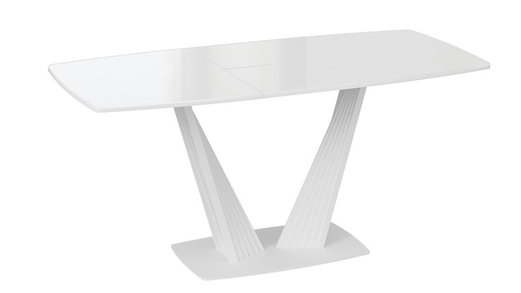 Кухонный стол раздвижной Фабио тип 1 (Белый матовый, Стекло глянцевое белое) в Салехарде - изображение 3