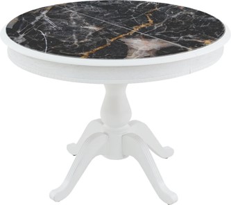 Кухонный стол раздвижной Фабрицио-1 Glass, Круг 1000, фотопечать (Мрамор 10) в Салехарде - предосмотр