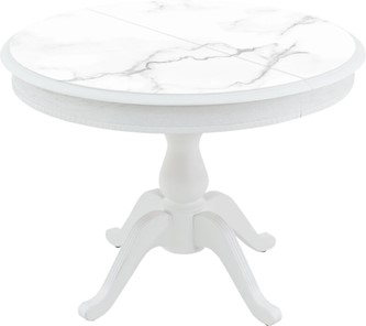 Стеклянный кухонный стол Фабрицио-1 Glass, Круг 1000, фотопечать (Мрамор 2) в Салехарде