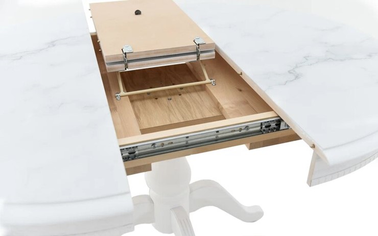 Кухонный стол раздвижной Фабрицио-1 Glass, Круг 1000, фотопечать (Мрамор 6) в Салехарде - изображение 4
