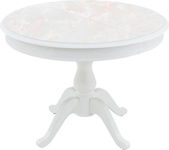 Овальный кухонный стол Фабрицио-1 Glass, Круг 1000, фотопечать (Мрамор 7) в Надыме