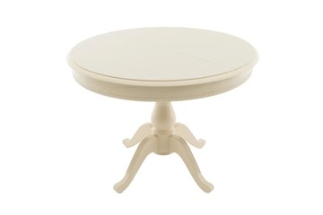 Кухонный стол раздвижной Фабрицио-1 Glass, Круг 1000, (Тон 10 - Слоновая кость + Молочное) в Надыме