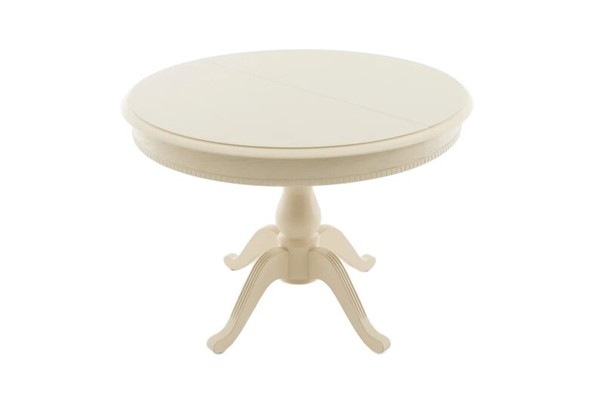 Кухонный стол раздвижной Фабрицио-1 Glass, Круг 1000, (Тон 10 - Слоновая кость + Молочное) в Салехарде - изображение