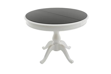 Раздвижной стол Фабрицио-1 Glass, Круг 1000, (Тон 9 - Эмаль белая + Чёрное) в Новом Уренгое