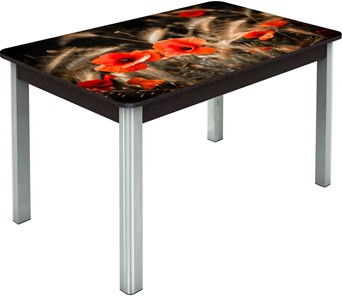 Кухонный стол раздвижной Гамбург исп. Мини, ноги метал. крашеные №23, Фотопечать (Цветы №38) в Салехарде