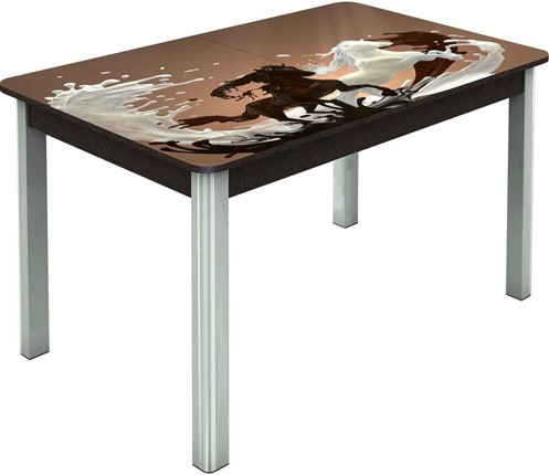 Кухонный стол раскладной Гамбург исп.1 ноги метал. крашеные №23, Фотопечать (Кофе №18) в Салехарде - изображение