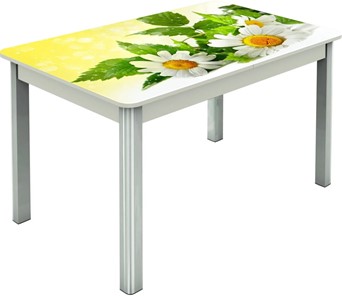 Раздвижной стол Гамбург исп.2 ноги метал. крашеные №23, Фотопечать (Цветы №3) в Новом Уренгое