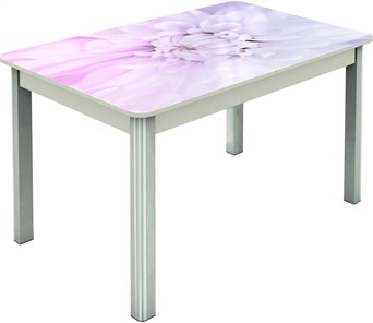 Кухонный стол раздвижной Гамбург исп.2 ноги метал. крашеные №23, Фотопечать (Цветы №54) в Надыме