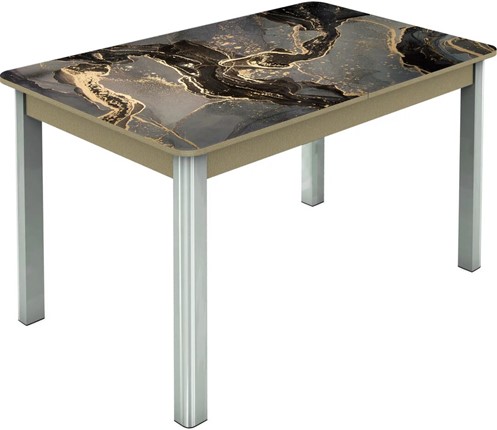 Кухонный стол раздвижной Гамбург исп.2 ноги метал. крашеные №23, Фотопечать (Мрамор №22) в Салехарде - изображение