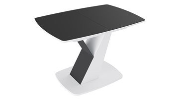 Кухонный раздвижной стол Гарда тип 1, цвет Белый/Стекло матовое черный графит в Салехарде