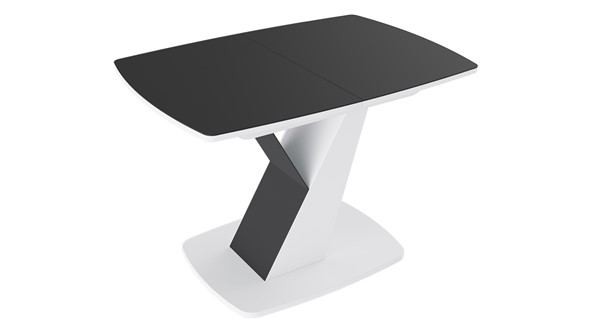 Кухонный раздвижной стол Гарда тип 1, цвет Белый/Стекло матовое черный графит в Салехарде - изображение