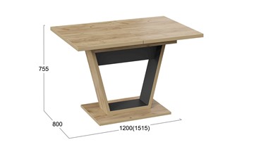Кухонный раздвижной стол Гавана тип 1 (Дуб крафт золотой/Черный) в Муравленко - предосмотр 5