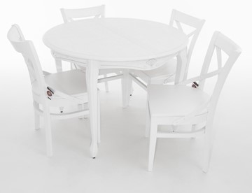 Кухонный раскладной стол Кабриоль исп. Круг 1250, тон 2 Покраска + патина с прорисовкой (на столешнице) в Салехарде - предосмотр 6