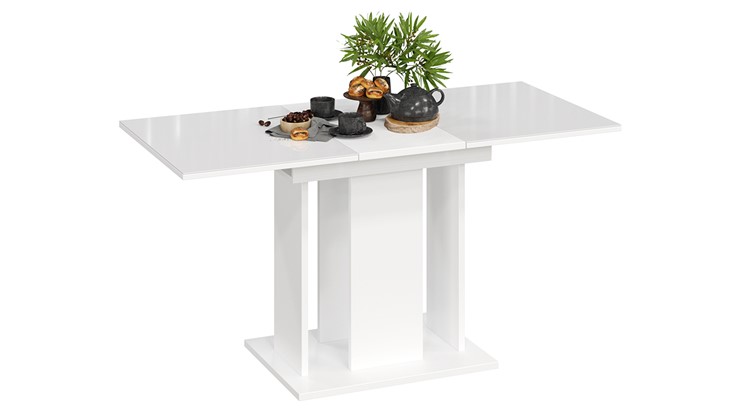 Кухонный раскладной стол Кёльн тип 1 (Белый, Стекло Белый глянец) в Салехарде - изображение 1