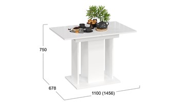 Кухонный раскладной стол Кёльн тип 1 (Белый, Стекло Белый глянец) в Салехарде - предосмотр 2