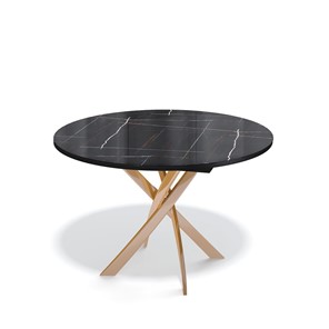 Стеклянный обеденный стол Kenner R1100 (Золото/Венге/Черный камень глянцевый) в Надыме