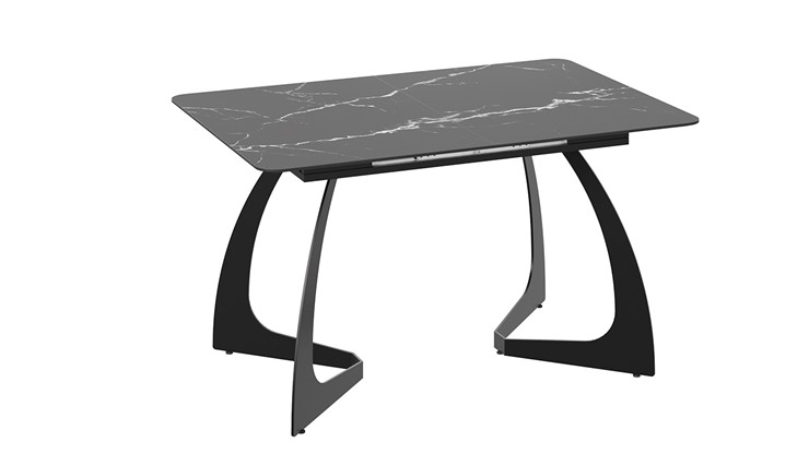 Стол раздвижной Конкорд Тип 2 (Черный муар/Стекло матовое черный мрамор) в Лабытнанги - изображение 2