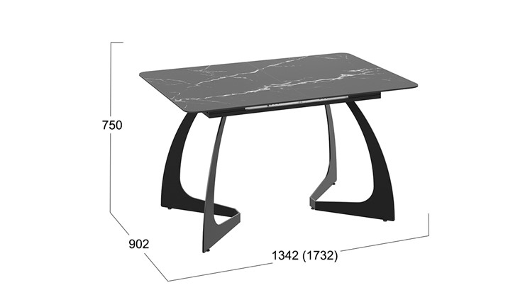 Стол раздвижной Конкорд Тип 2 (Черный муар/Стекло матовое черный мрамор) в Салехарде - изображение 7