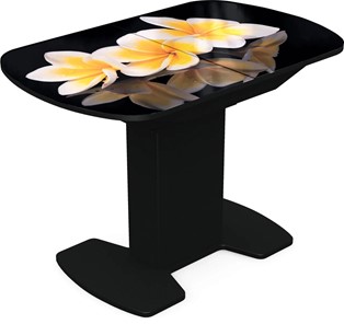 Кухонный раскладной стол Корсика исп. 1 Фотопечать (Цветы №11) 1100(1415)*700 в Новом Уренгое