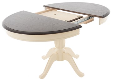 Кухонный раздвижной стол Леонардо-1 исп. Круг 900, тон 4 (Морилка/Эмаль) в Салехарде - предосмотр 2