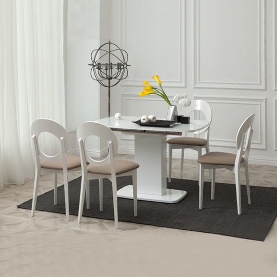 Кухонный стол раздвижной Leset Денвер 1Р (Белый лак/стекло глянцевое белое) в Салехарде - изображение 9