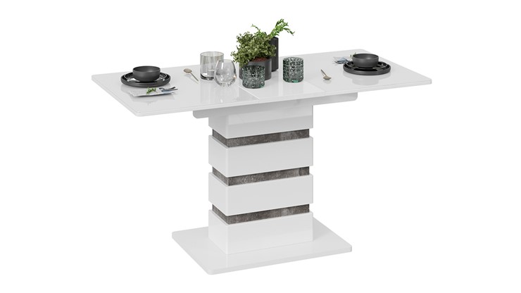 Кухонный раздвижной стол Мадейра тип 1 (Белый глянец/Ателье темный) в Надыме - изображение 1