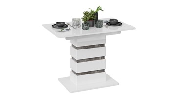 Кухонный раздвижной стол Мадейра тип 1 (Белый глянец/Ателье темный) в Салехарде - предосмотр