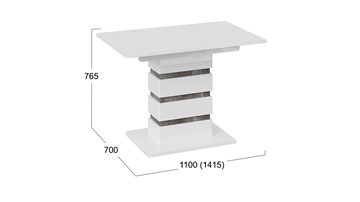 Кухонный раздвижной стол Мадейра тип 1 (Белый глянец/Ателье темный) в Надыме - предосмотр 5