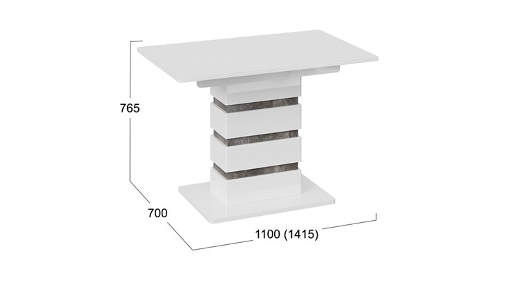 Кухонный раздвижной стол Мадейра тип 1 (Белый глянец/Ателье темный) в Надыме - изображение 5