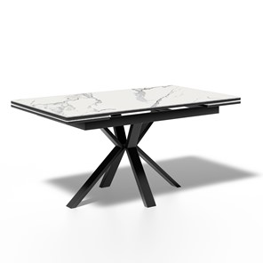 Кухонный стол раздвижной ME1600 (черный/керамика мрамор белый) в Салехарде