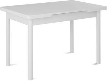 Кухонный раскладной стол Милан-1 EVO, ноги металлические белые, белый цемент в Ноябрьске